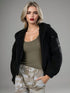 Winter Damen Kurzjacke mit Revers und Reißverschlusstaschen im Kreuzdesign